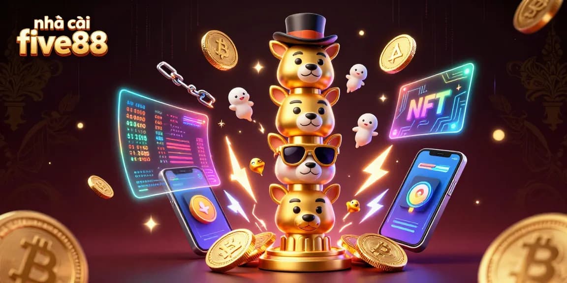 Experience excitement with nhà cái five88 featuring vibrant 3D casino elements and crypto coins.