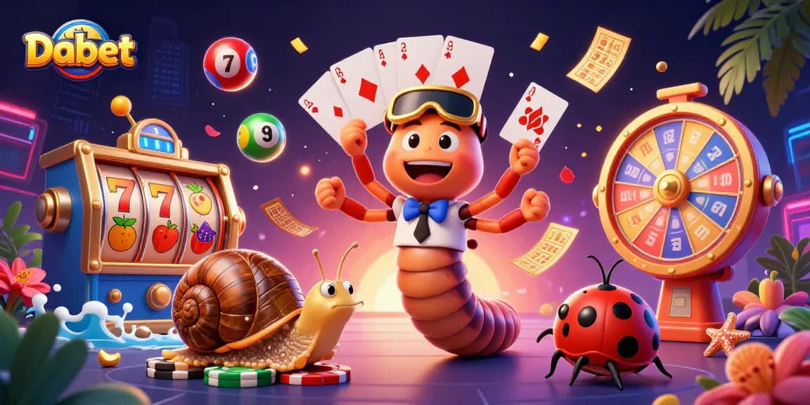 Dabet brings excitement with a millipede dealer and vibrant casino elements in a dynamic scene.