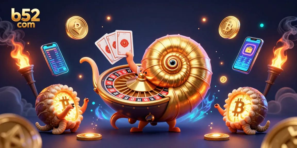 Spin the roulette wheel with b52 com’s giant nautilus and glowing ammonites, surrounded by crypto coins.