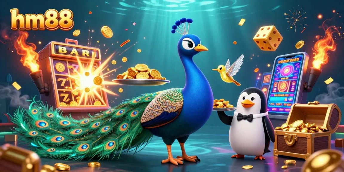 Experience winning thrills at hm88 with vibrant slot machines and charming cartoon characters.