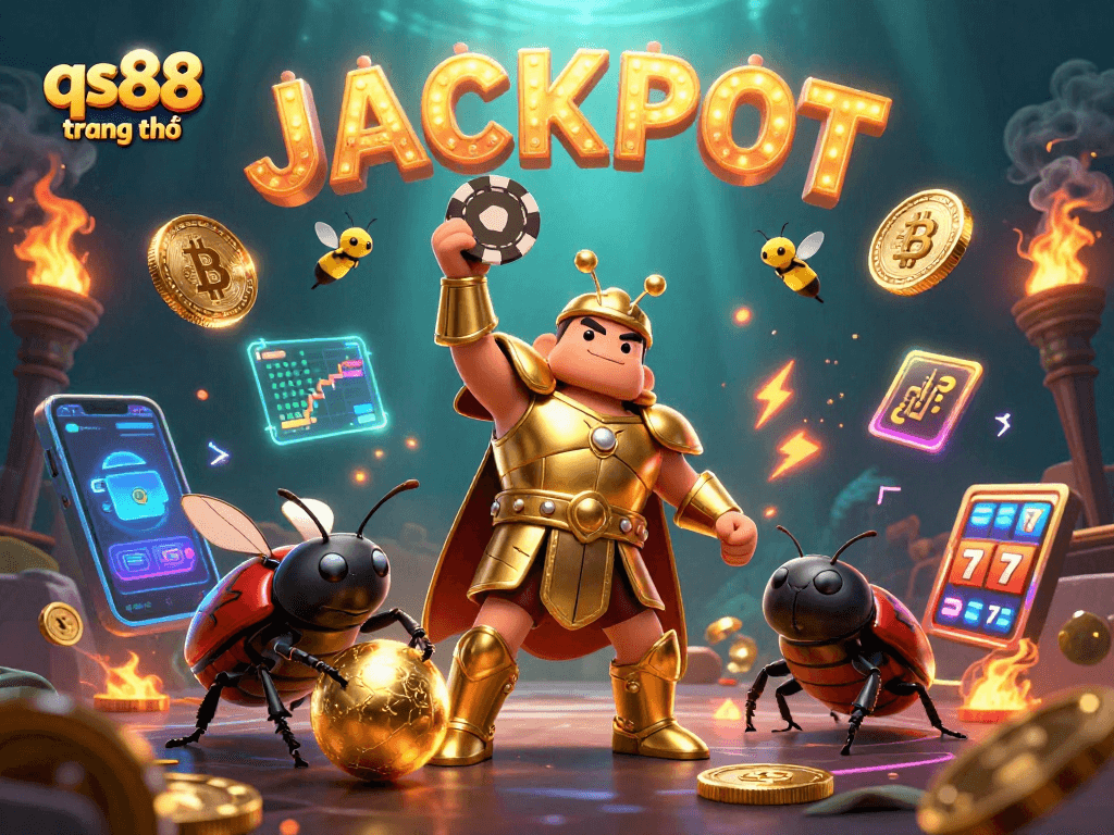 Engage with qs88 trang chủ through an exhilarating 3D illustration showcasing a victorious beetle champion!