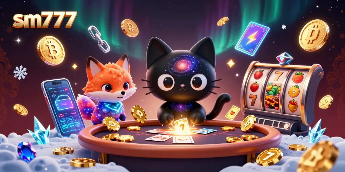 Spin to win with sm777 in an immersive cosmic casino filled with glowing currencies and slot elements.
