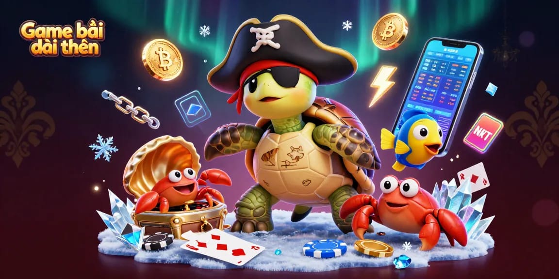 Join thrilling Game bài đổi thưởng adventures with vibrant poker chips and characters in a dynamic underwater scene.