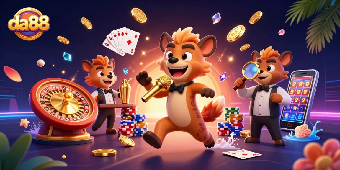 Experience thrilling da88 casino adventures with hyenas in a vibrant comedy casino scene.