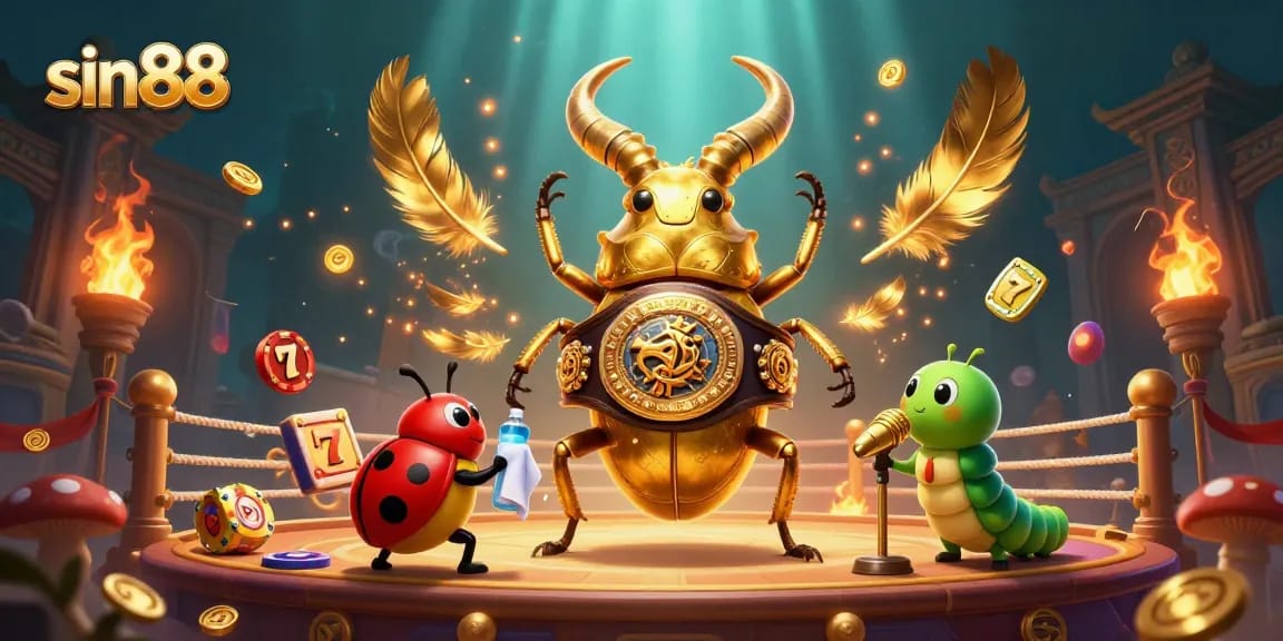 Watch sin88 battle for high stakes in a vibrant casino arena illustration packed with excitement.