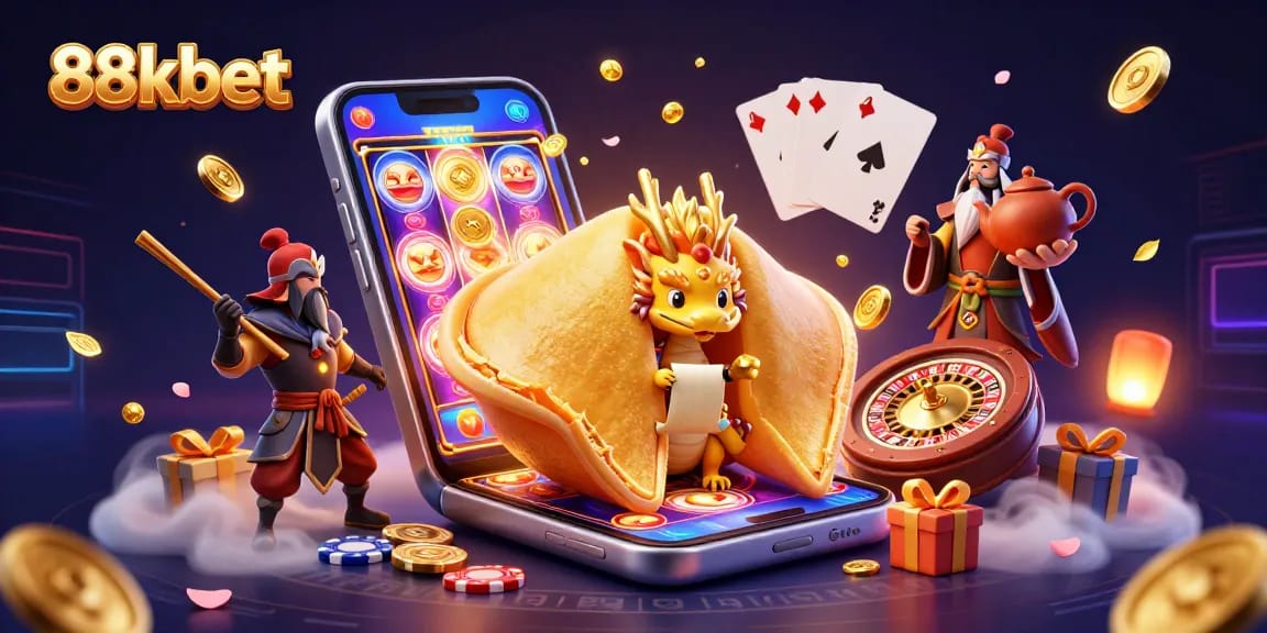 Experience the excitement of 88kbet with a vibrant illustration showcasing epic casino elements.