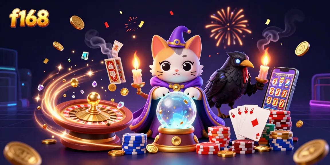 Catching winning moments at f168 with vibrant characters, coins, and magical elements!