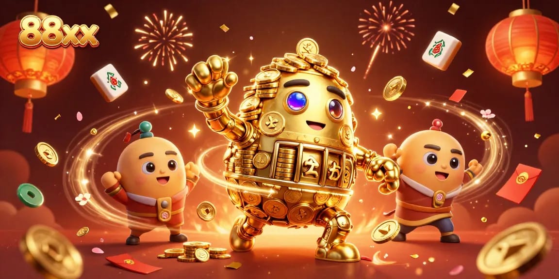Experience thrilling gameplay and gigantic wins at 88xx casino with vibrant slot machines and gold coins.