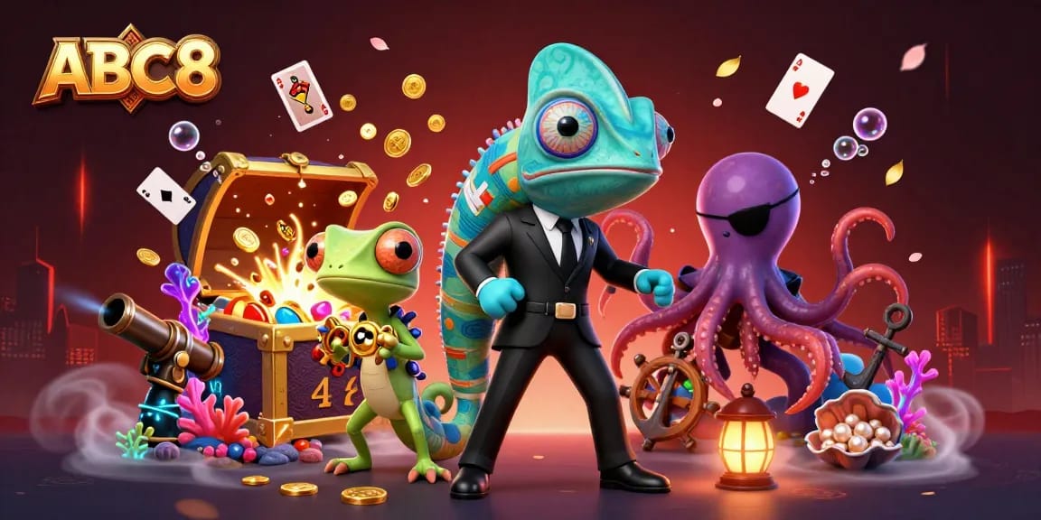 Experience thrilling wins at ABC8 with a dynamic 3D casino scene featuring engaging game elements.