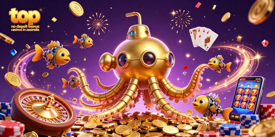 Experience top no deposit bonus casinos in Australia with a vibrant 3D underwater casino spectacle.