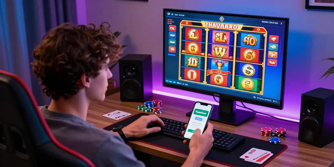 Paysafe Card Casino-Szene mit einem Spieler, der Online-Gaming genießt und sichere Einzahlungen vornimmt.