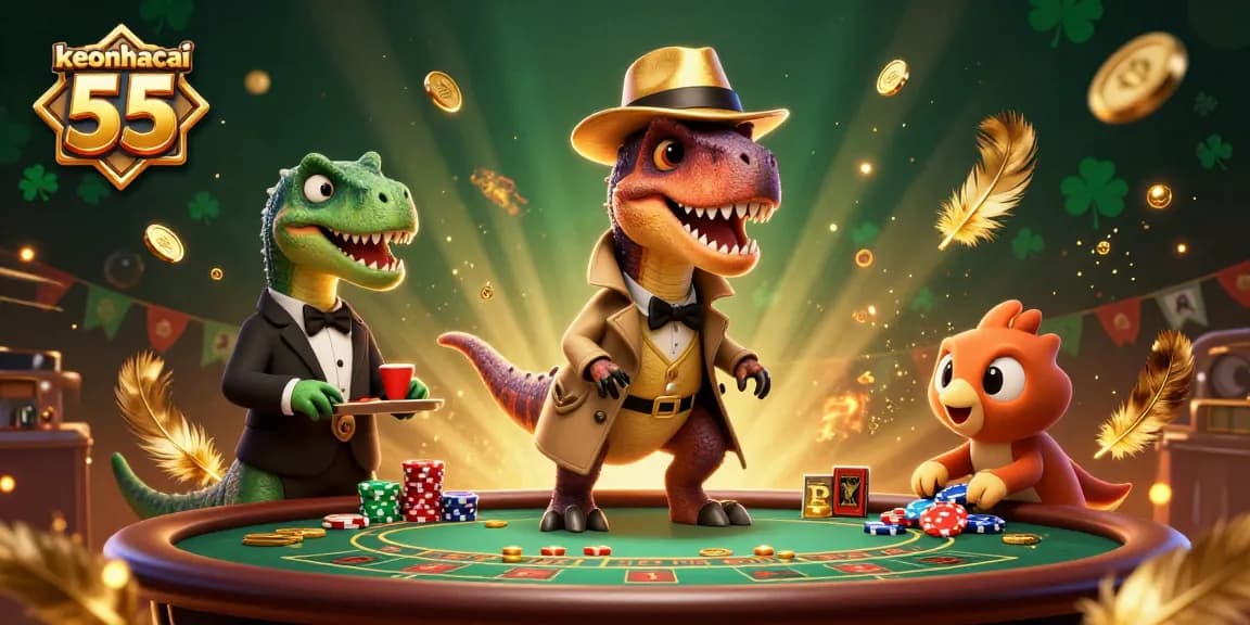 Engage with keonhacai 55 features in a lively 3D casino scene, highlighting strategic gameplay.