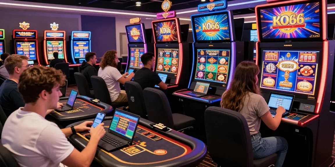 Engaged players enjoying diverse games at KO66 Casino, showcasing excitement and vibrant atmosphere.