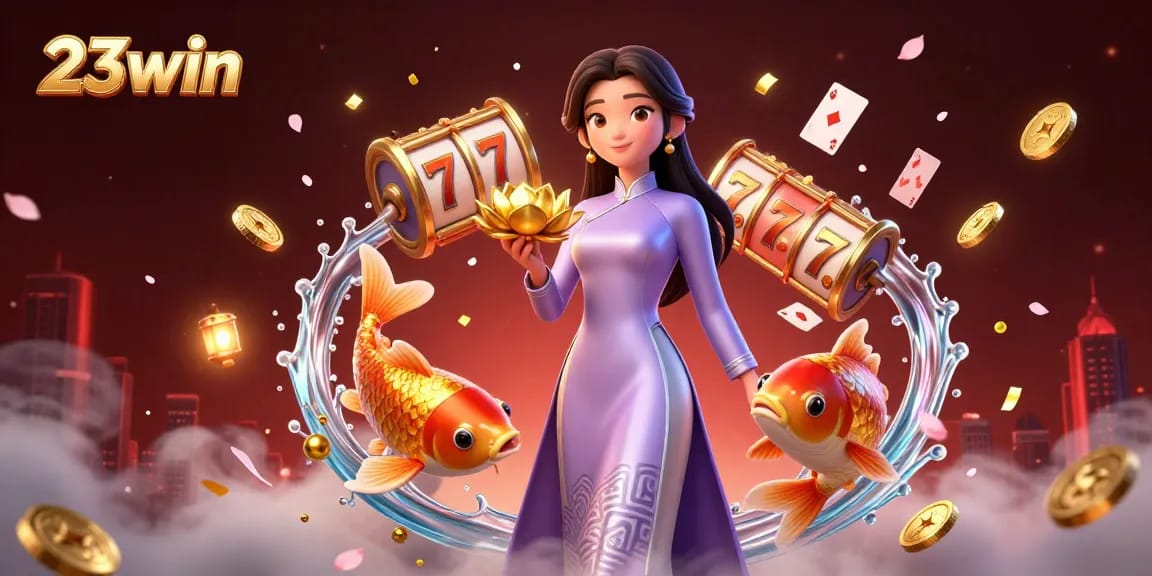 Engage with thrilling casino action at 23win featuring dynamic slots and vibrant imagery.