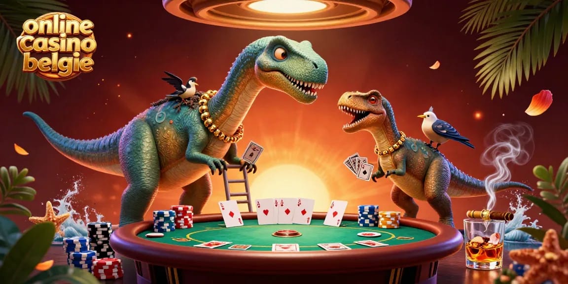 Enjoy thrilling moments at online casino belgie with a giant dinosaur and dynamic poker action.