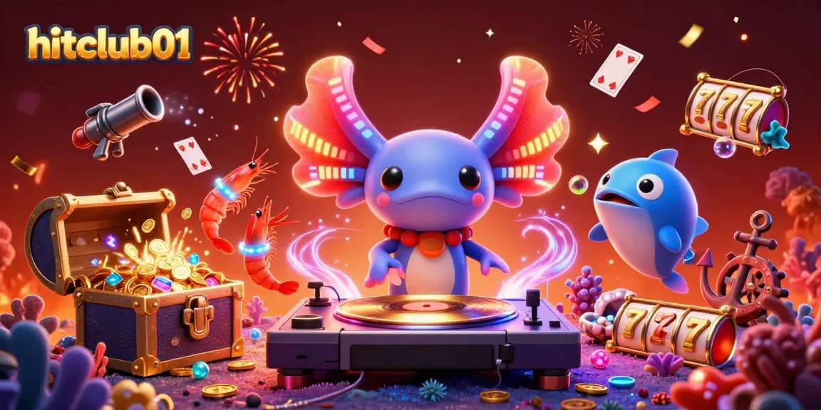 Experience gaming excitement with hitclub01 in a vibrant underwater casino scene featuring neon characters.