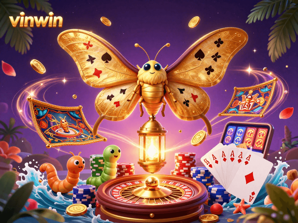 Experience the thrill of vinwin with 3D illustrations of casino scenes filled with rich game elements.
