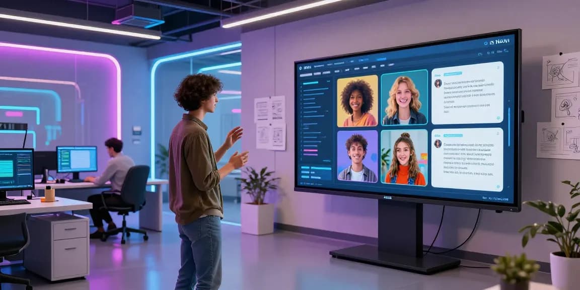 Engaging scene with AI NSFW image generator in a high-tech workspace.