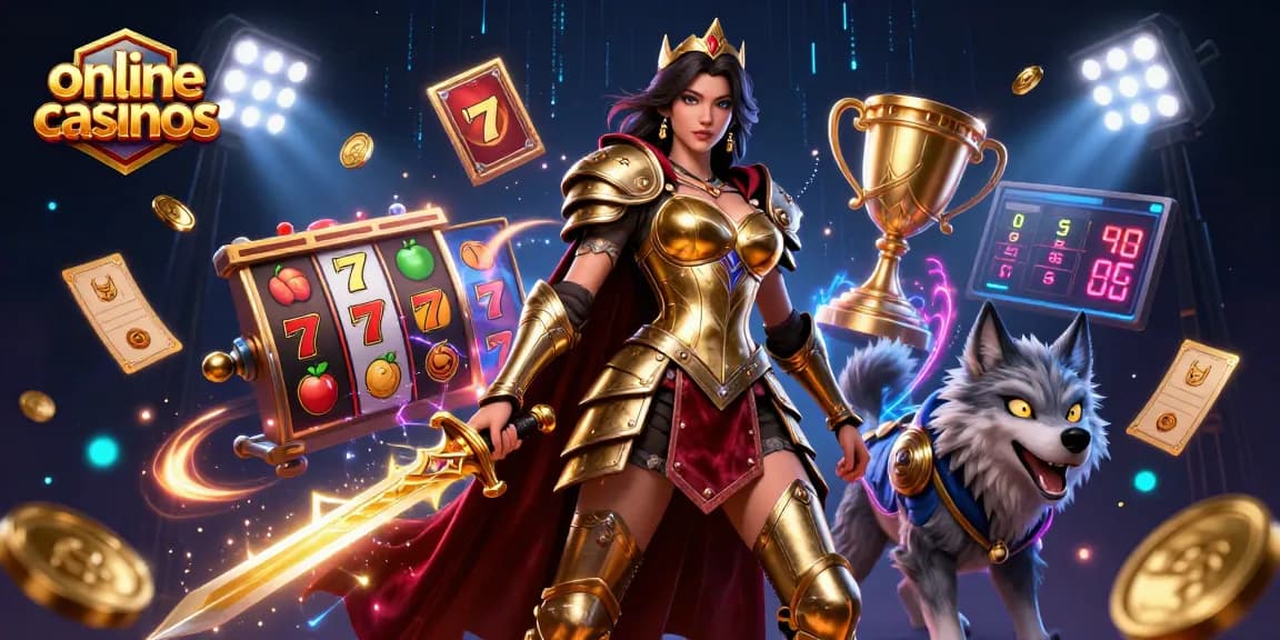 Experience thrilling action at online casinos with a warrior queen and dynamic slot elements.