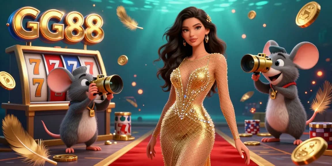 Betting on GG88 with stunning visuals of a glamorous woman and lively casino elements.