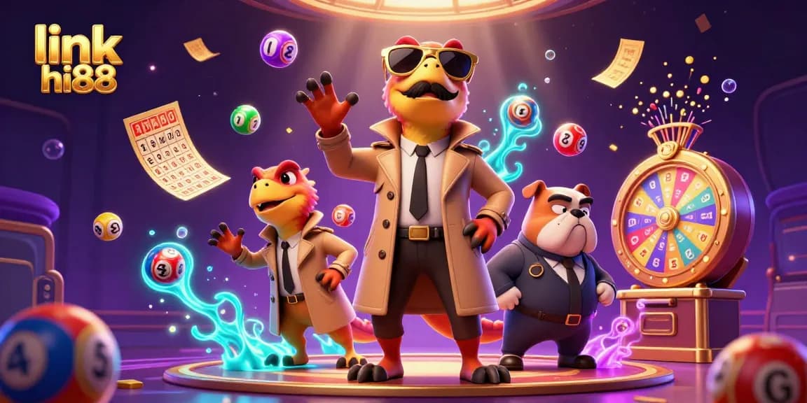 Experience excitement at link hi88 with vibrant lottery games and animated casino elements in this 3D scene.