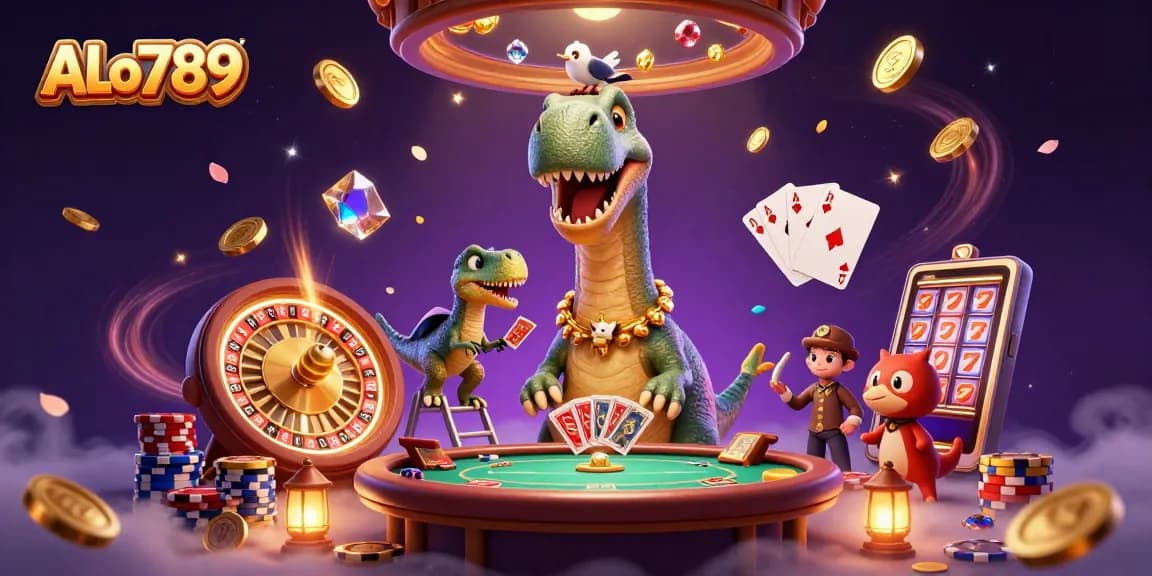 Experience thrilling gaming at ALo789 with engaging visuals of a vibrant casino scene.