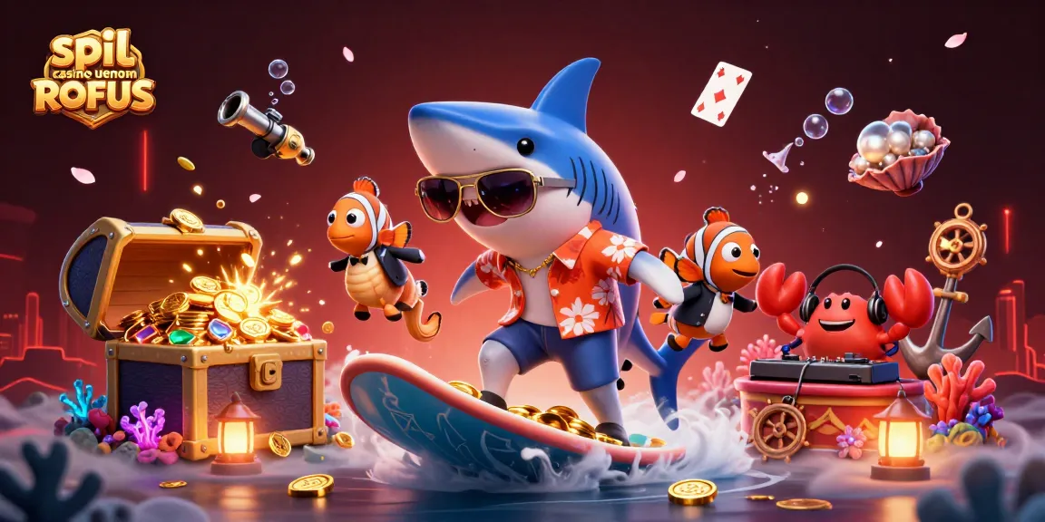 Engage in spil casino uden om ROFUS with vibrant 3D characters and dynamic gambling elements.