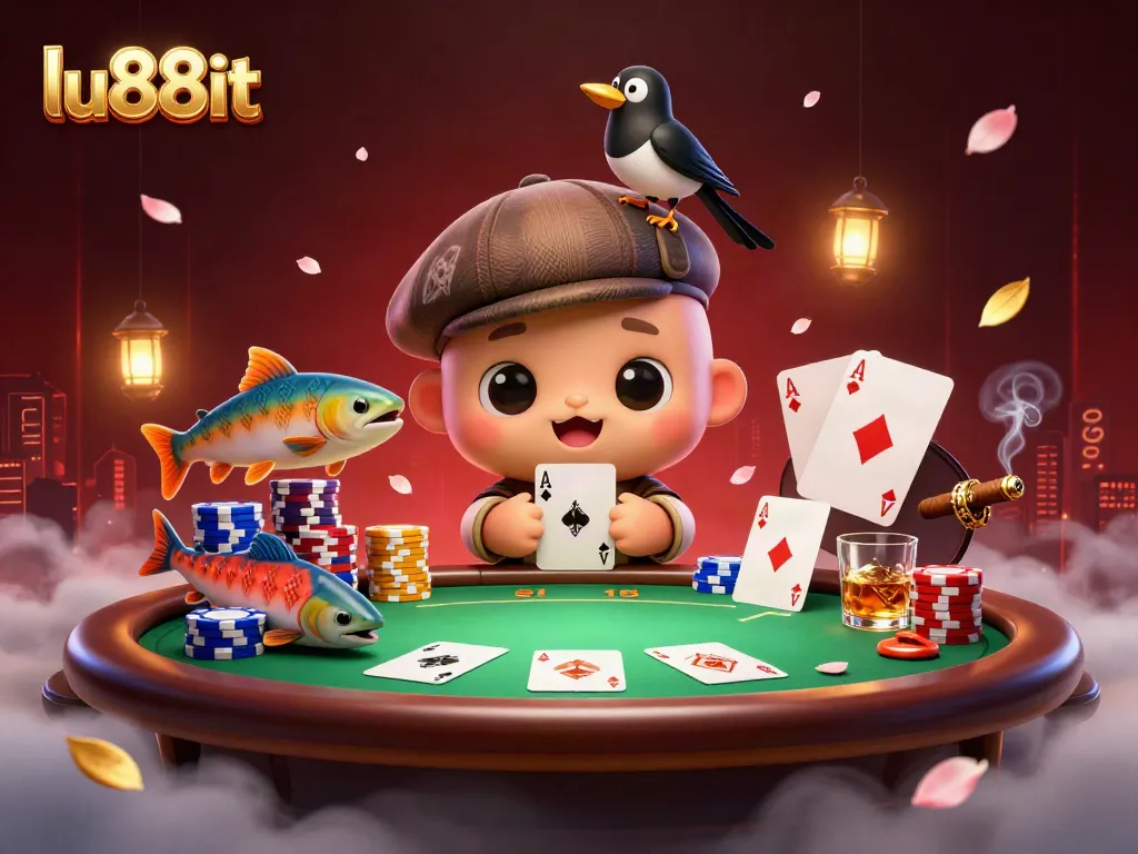 Engage with the excitement of lu88it as baby Nessie and friends surround a lively poker scene.