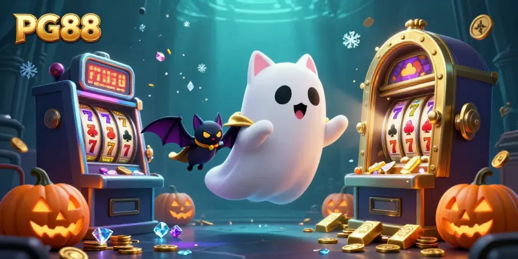 Spin and win at PG88 with vibrant slot games and a haunted casino atmosphere.