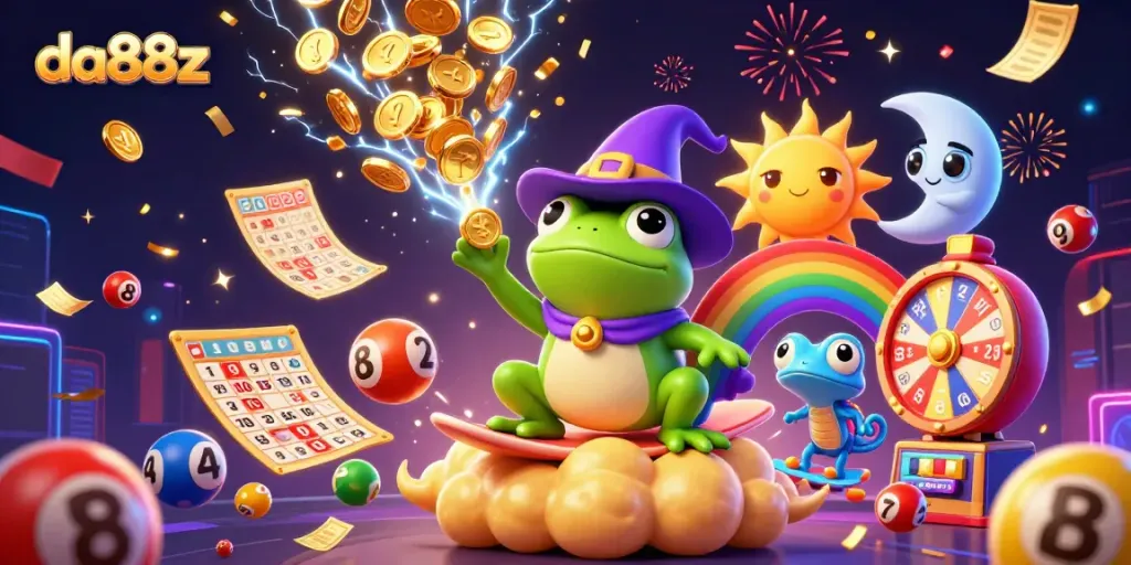 Experience thrilling wins at da88z with a vibrant storm of golden coins and joyful gaming elements.