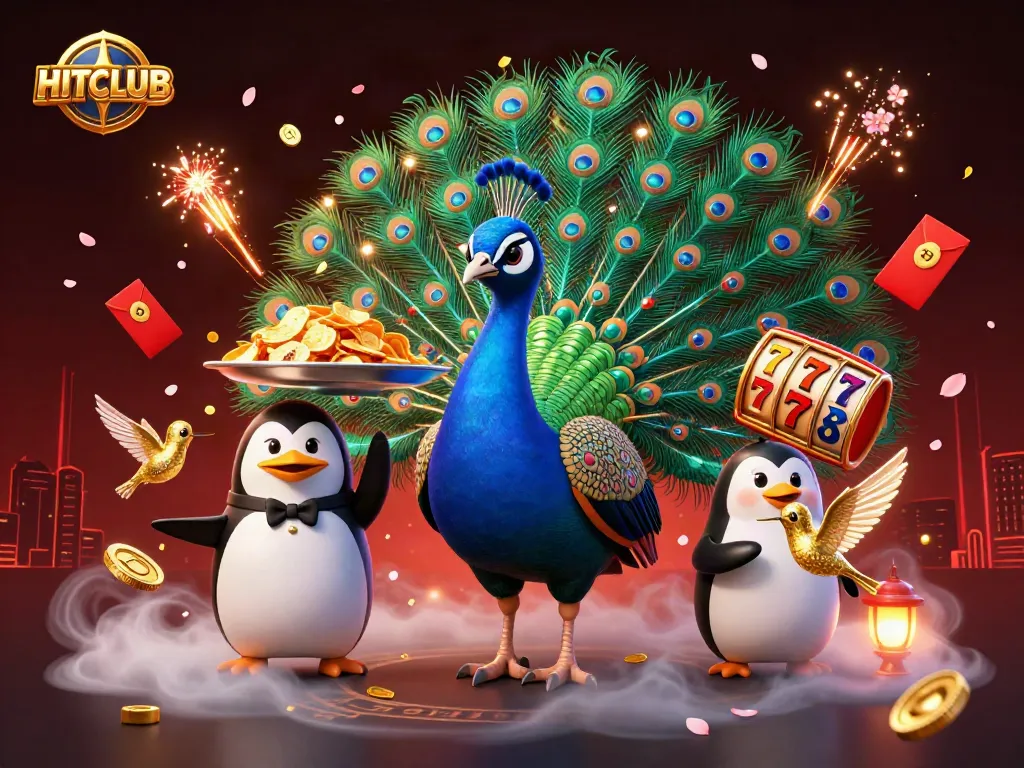 Experience the thrill of HITCLUB with vibrant 3D casino elements and characters in a dynamic scene.