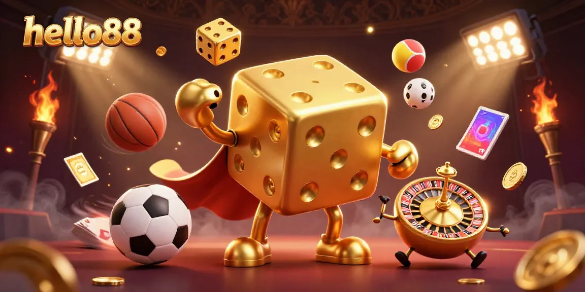 Engage with thrilling gaming action at hello88 featuring vibrant golden dice and sports elements.