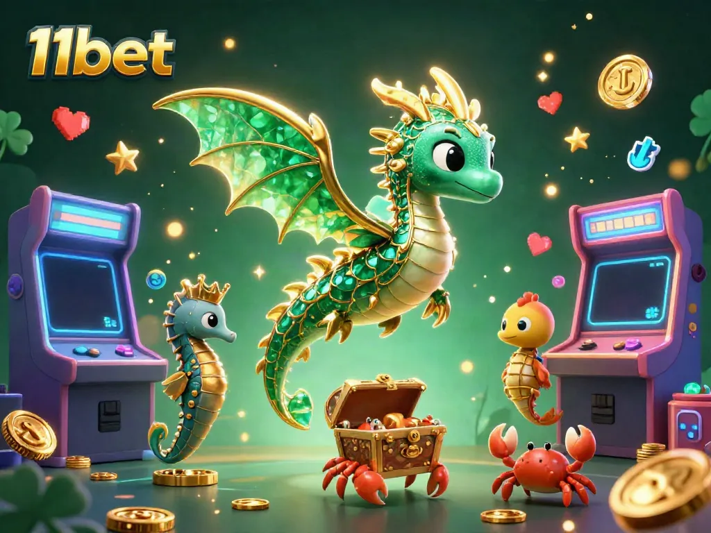 Experience thrilling gaming adventures with 11bet, featuring an enchanting sea dragon and vibrant casino elements.