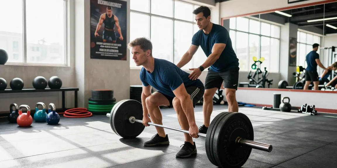 Training in de Unique Pharma Steroïden Winkel met een enthousiaste fitnesser die een deadlift uitvoert in een lichte gymomgeving.