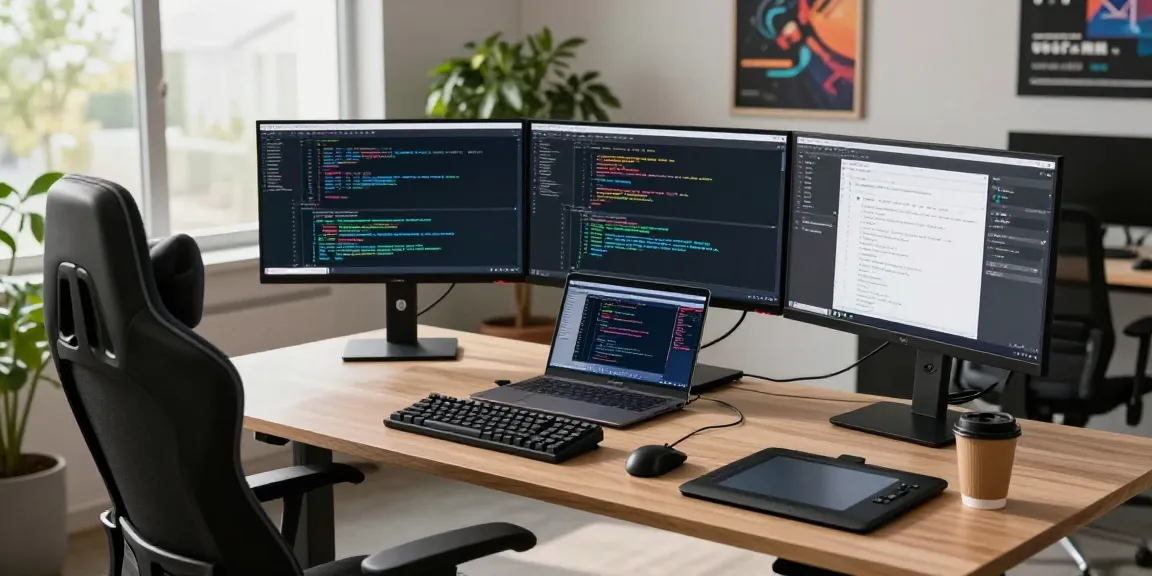 Developer at innovative tech workspace with coding displays and design software at https://sc88.chat/ illuminating creative tech scene.
