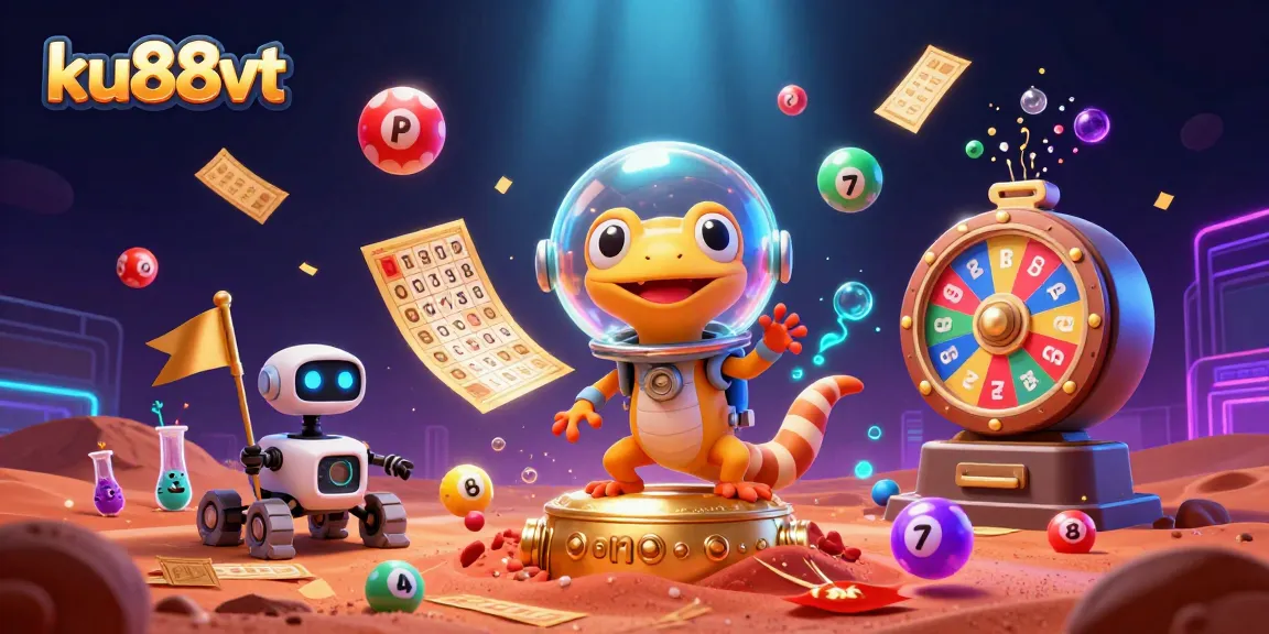 Engage with ku88vt's vibrant Martian casino adventure illustration featuring dynamic lottery action.