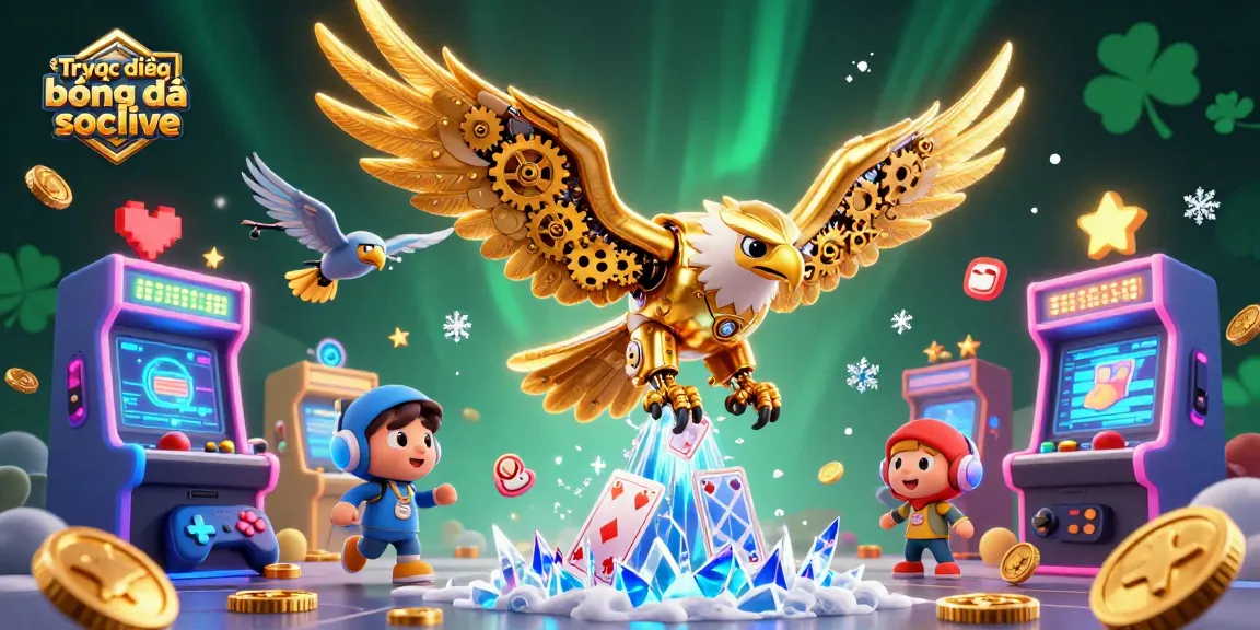 Experience Trực tiếp bóng đá socolive thrilling action with a cybernetic eagle and vibrant casino elements.