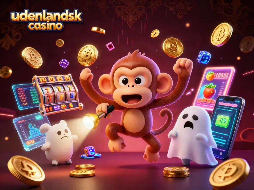Experience the excitement of udenlandsk casino with a playful poltergeist monkey and a curious ghost-hunter puppy