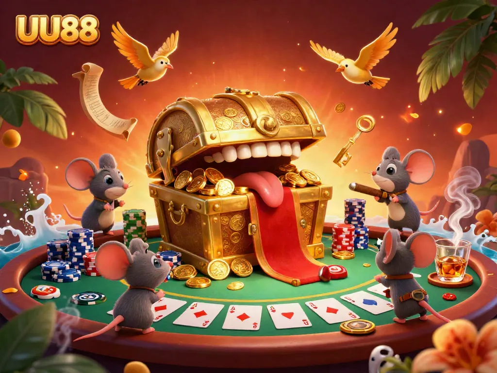 Experience the thrill of UU88 with a vibrant casino scene full of poker elements and adventure