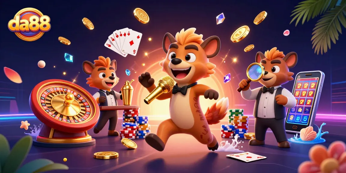 Experience thrilling da88 casino adventures with hyenas in a vibrant comedy casino scene.