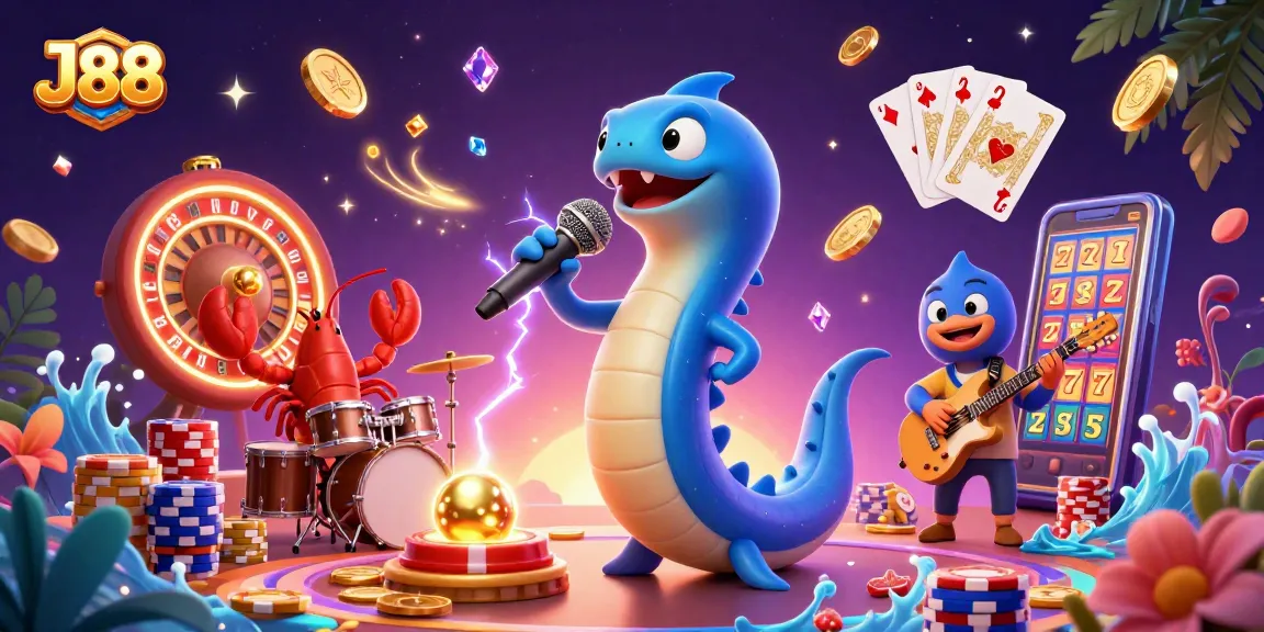 Experience J88's vibrant underwater casino with a DJ electric eel and a lively band.